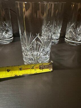 Vintage Towle Crystal Candlelight Highball Glasses Starburst Fan Cut Set of 4